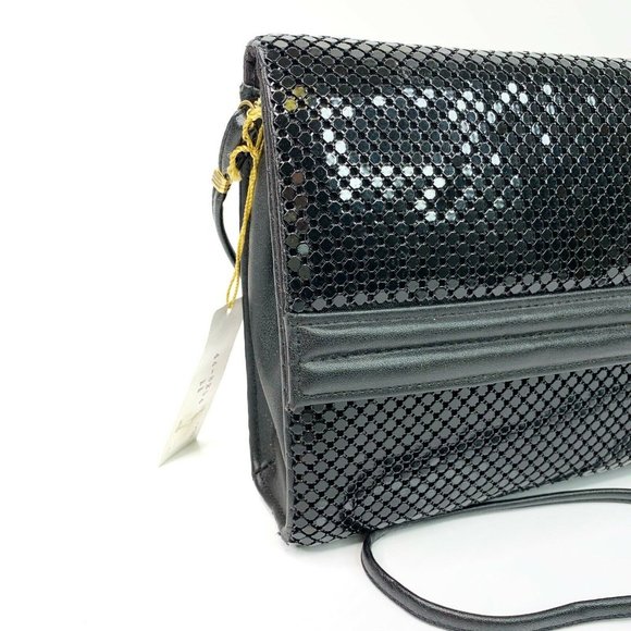 Vintage Whiting & Davis Metal Mesh Leather Clutch - Picture 3 of 9